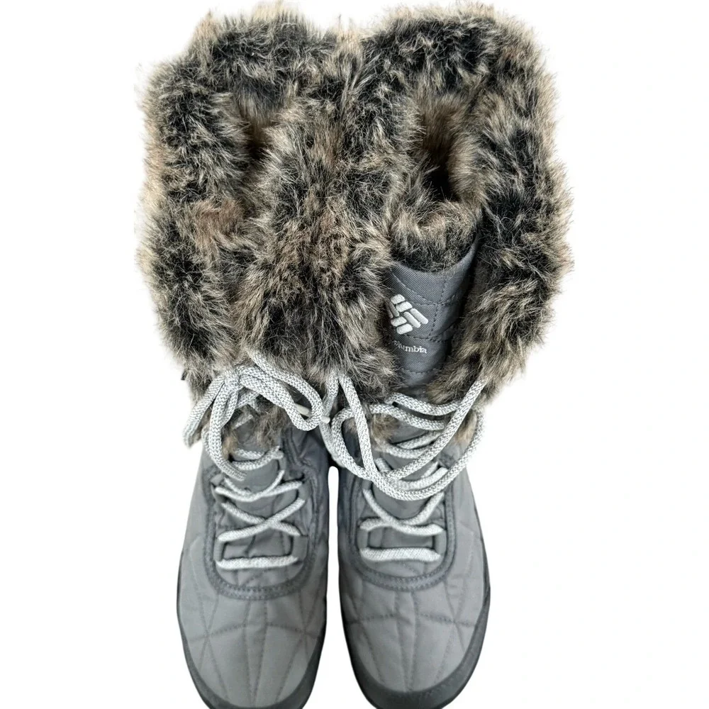 Columbia Omni-Grip Winter Boots Gray Fur Trim Womens‎ Size 5